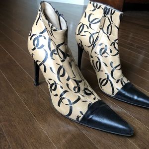 Authentic Chanel CC logo booties